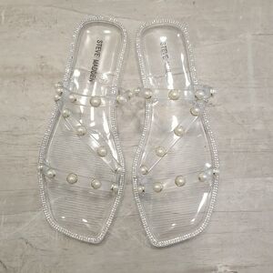 💕STEVE MADDEN💕 Nonii Clear Embelished Sandals ~ Clear 7 NWT